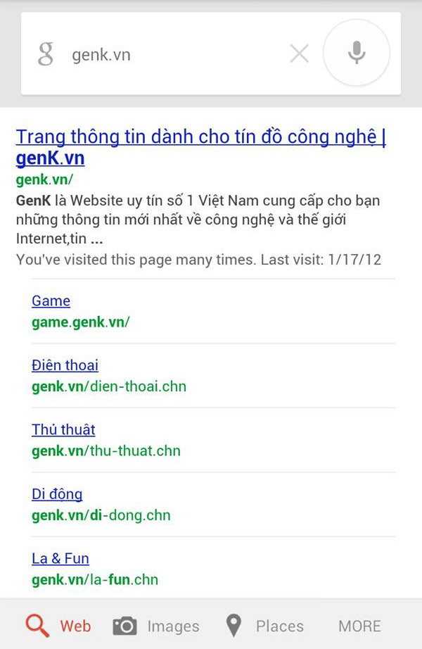  Thử nghiệm khi tìm kiếm bằng tiếng Việt trên Google Voice Search.