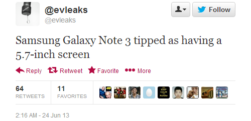  Thông tin gây bất ngờ về kích thước màn hình của Galaxy Note III.