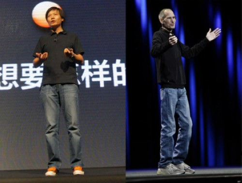  Lei Jun (trái) thường được cho là nhái lại Steve Jobs
