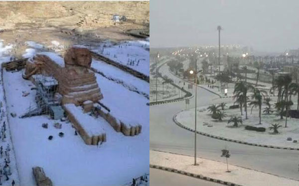  Tuyết rơi ở Ai Cập là hiện tượng cực kỳ hiếm gặp.