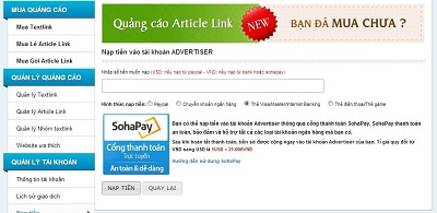  Textlink.vn tích hợp thanh toán trực tuyến qua Sohapay 