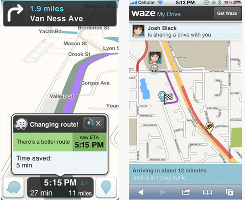  Giao diện làm việc của ứng dụng bản đồ Waze trên thiết bị di động - Ảnh: Waze