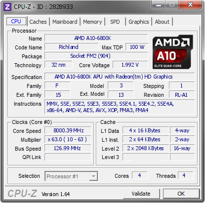 APU A-10 6800K được ép xung lên tới 8 GHz