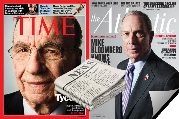 Rupert Murdoch (bên trái) và Michael Bloomberg (bên phải)