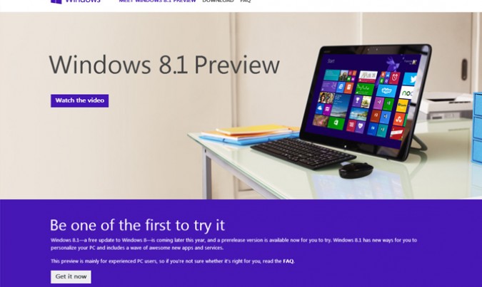 Windows 8.1 Preview home page