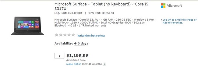  Thông tin rao bán Surface Pro 256 GB.