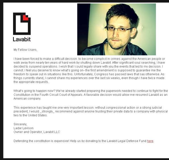 Dịch vụ email Lavabit bị chính phủ Mỹ tiêu diệt vì dính dáng tới Edward Snowden