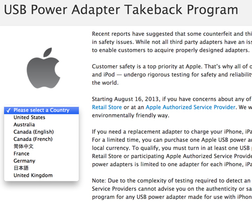 Thêm nhiều quốc gia được Apple đổi sạc thật lấy sạc giả