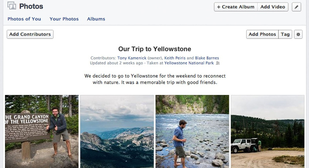 Facebook cho biết thêm album ảnh chia sẻ, để làm cho bộ nhớ hợp tác