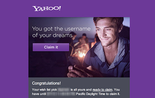  Nhấn "Claim it" để sở hữu ngay tài khoản đã được Yahoo! cho phép đăng ký lại.