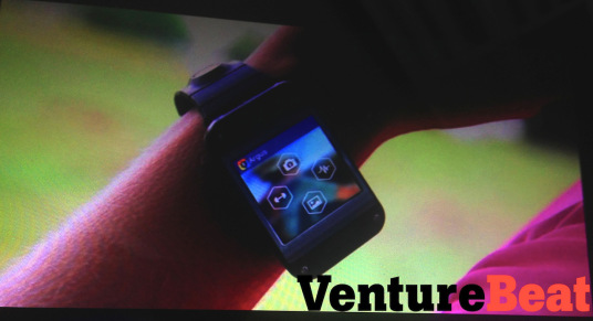 The Samsung Galaxy Gear smartwatch has a bright OLED touchscreen.