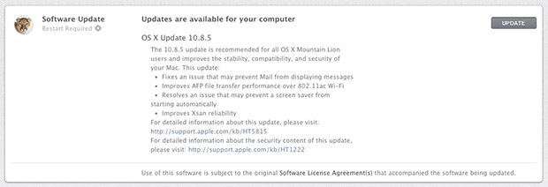 Apple updates OS X to 1085 WiFi, 