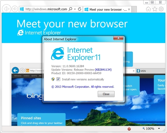 IE 11 cho Windows 7 có phiên bản mới