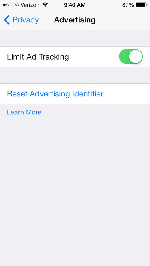 iOS tracks your browsing history by default so it's easier for ad companies to track you. You can switch this off by going to Settings > Privacy > Advertising and flipping the switch to green.