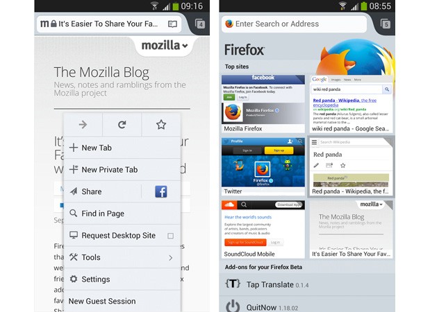 Firefox 25 beta for Android adds guest browsing and mixed content blocking