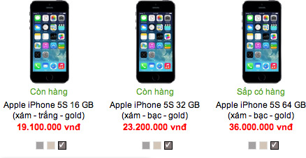 iPhone 5S và iPhone 5C hàng xách tay đồng loạt giảm giá 1