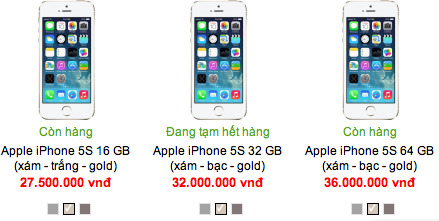 iPhone 5S và iPhone 5C hàng xách tay đồng loạt giảm giá 2