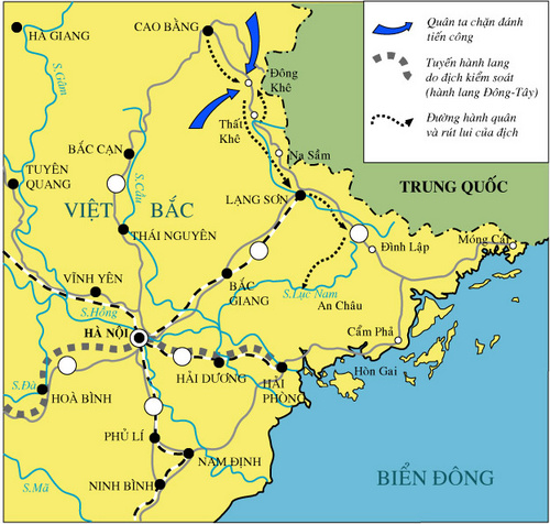  Bản đồ chiến dịch Biên giới 1950 do Đại tướng Võ Nguyên Giáp chỉ huy.