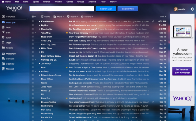 Yahoo Mail Desktop - Hộp thư tin nhắn Danh sách