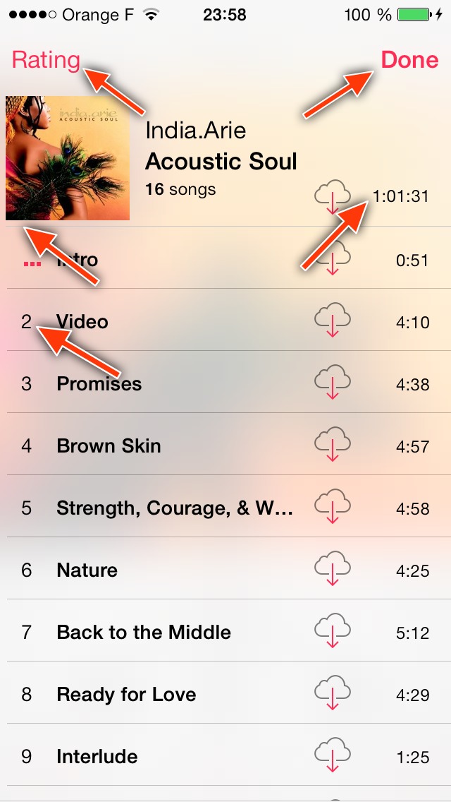  Một lỗi hiển thị khác trong ứng dụng nghe nhạc của iOS 7.