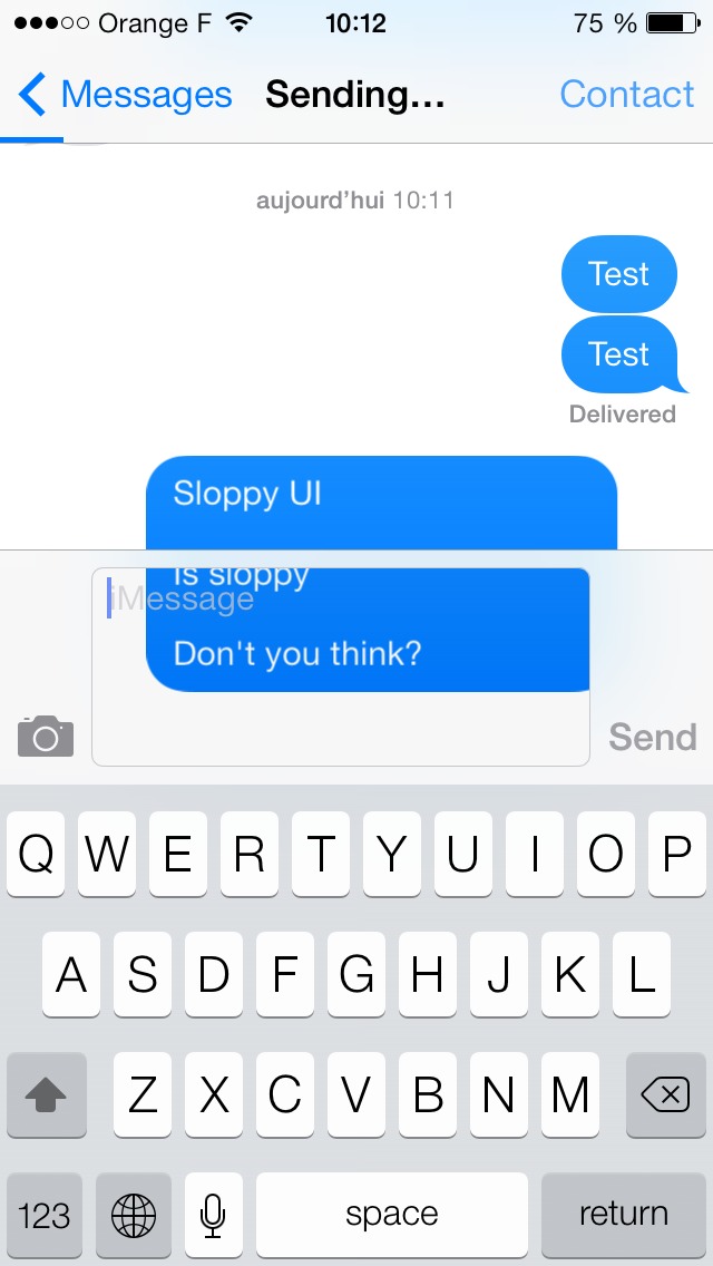  Tin nhắn chèn cả vào phần soạn thảo trong ứng dụng nhắn tin trên iOS 7.