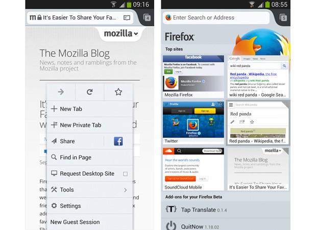 Firefox 25 for Android with guest browsing