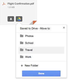 Giao diện chọn thư mục trong Google Drive sẽ được dùng để lưu 1 file đính kèm nào đó.