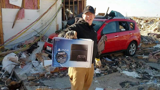 Guy lost his house in a tornado but he's happy because his PS4 survived