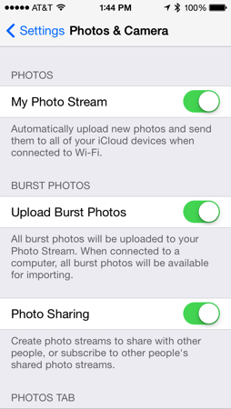  Tùy chọn tải hoặc không tải Burst Mode Photo lên PhotoStream của mình.