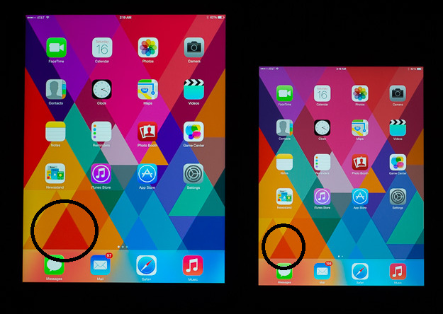  Tuy nhiên, màu sắc hiển thị trên chiếc iPad màn hình 7,9 inch lại không được rực rỡ bằng iPad Air. Đơn cử như sắc đỏ của iPad mini Retina lại có hơi pha lẫn với màu cam. Điều này là do dải màu sắc trên chiếc iPad mini Retina không được rộng bằng.