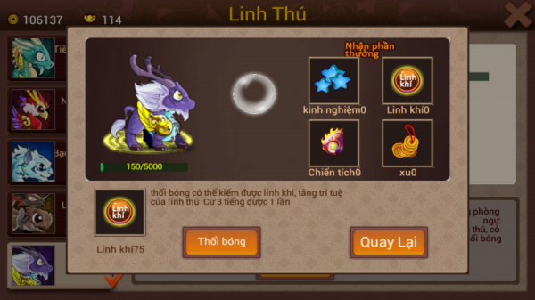  Hệ thống Thần thú tronng game.