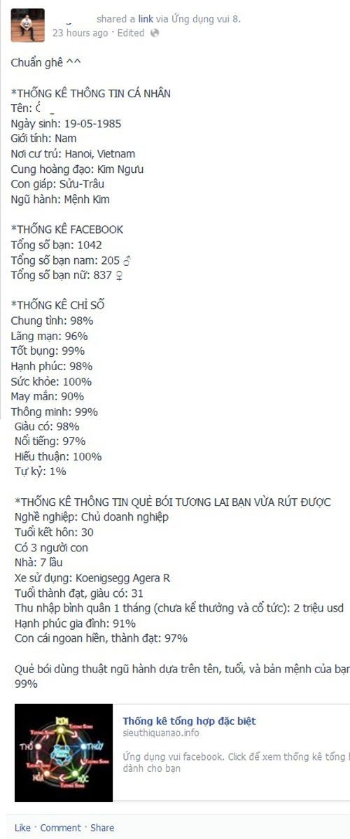  Nhiều người đã thử bói dù phải tiết lộ thông tin cá nhân.