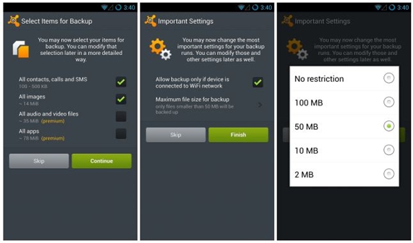 Sao lưu dữ liệu Android lên 'mây' với Avast Mobile Backup