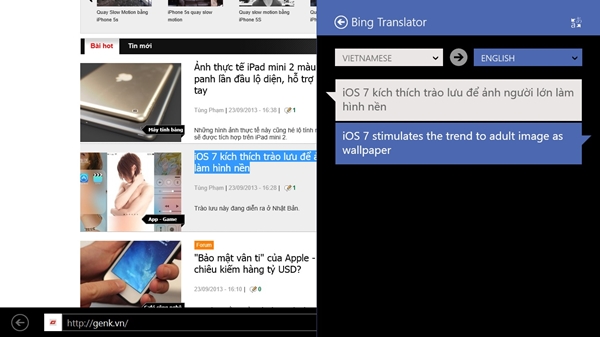 Khám phá Bing Translator trên Windows 8