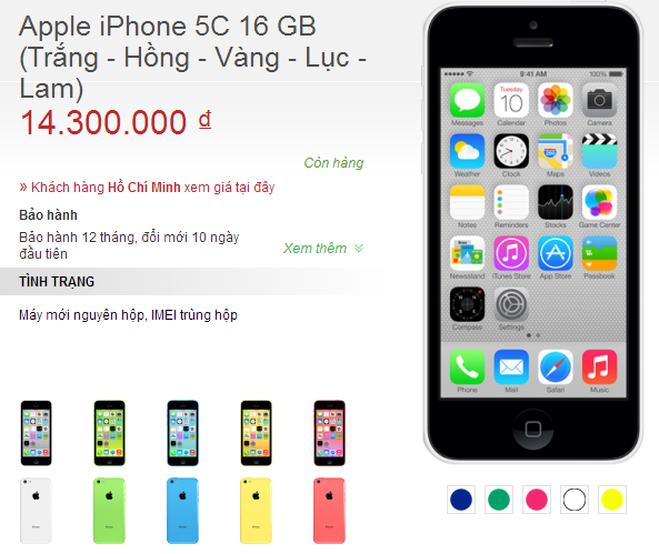 Giảm 4 triệu đồng, iPhone 5c xách tay vẫn ế “chỏng gọng”