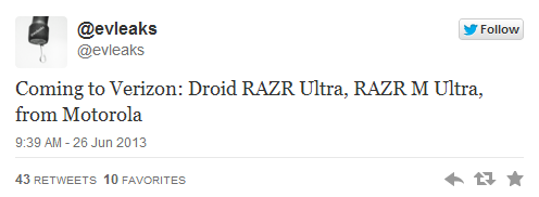 Motorola sắp giới thiệu 2 smartphone Droid RAZR Ultra và RAZR M Ultra