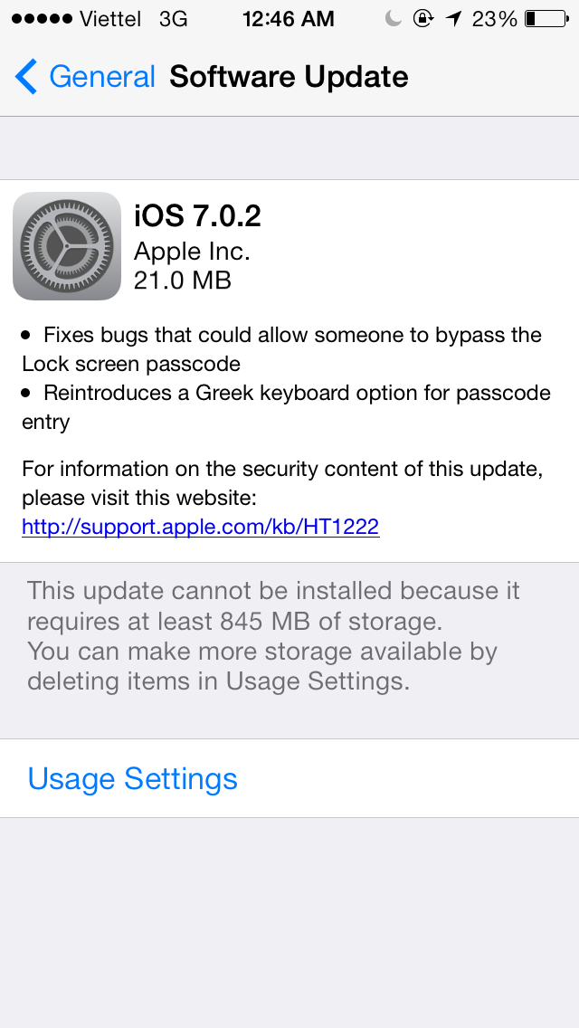 Apple cập nhật iOS 7.0.2, sửa lỗi màn hình khóa
