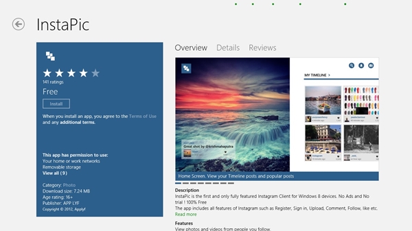 InstaPic - Sự thay thế hoàn hảo cho Instagram trên Windows 8/RT