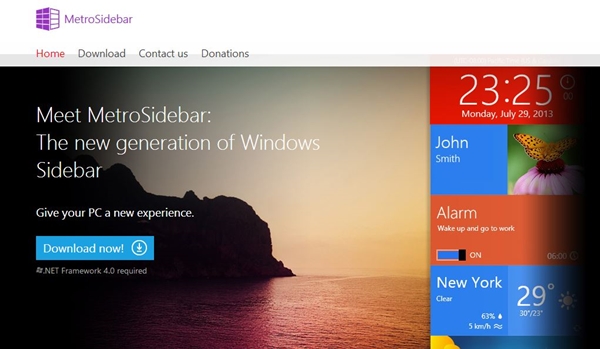 Sidebar theo phong cách Metro cho Windows 7/8