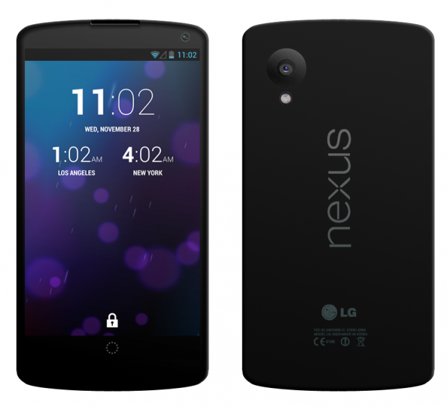 Hình ảnh render của smartphone Nexus 5: Thiết kế đẹp, kích thước nhỏ hơn Nexus 4