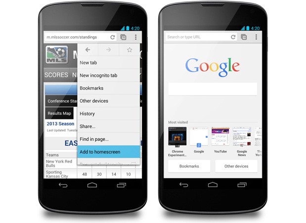 Google phát hành bản beta Chrome 31: Tăng tốc tìm kiếm, đặt shortcut web trên Homescreen
