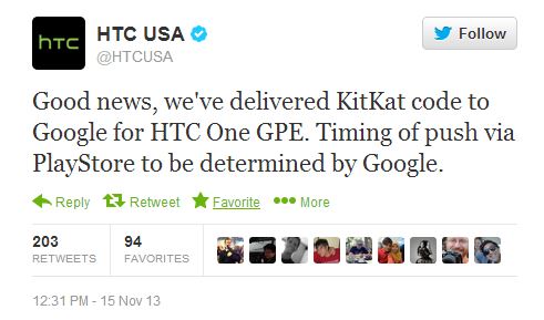  Thông báo của HTC về việc nâng cấp Android 4.4 cho smartphone HTC One Google Edition.