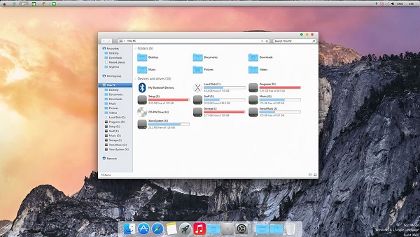 Khoác áo OS X Yosemite 10.10 cho Windows