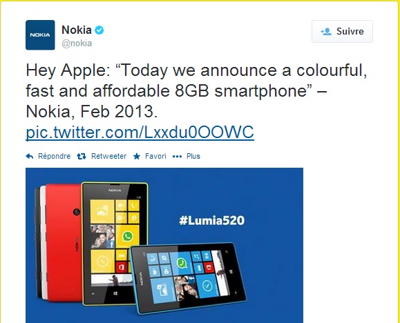 Nokia "ném gạch" iPhone 5c 8 GB bằng Lumia 520