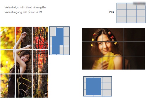 Các quy tắc thông thường về tỷ lệ một phần ba với ảnh dọc và ngang.