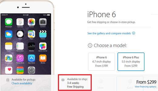Apple iPhone 6 Plus is now on back order