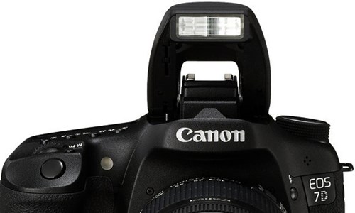 Canon EOS 7D với đèn flash cóc tích hợp.