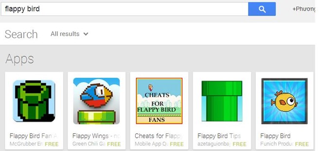Người dùng cũng không thể down được Flappy Bird nguyên bản trên Google Play.