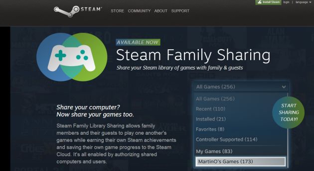 Steam ra mắt dịch vụ dùng chung game Family Sharing