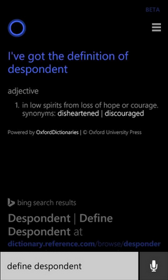 Cortana can now provide definitions - Cortana will now help you define words